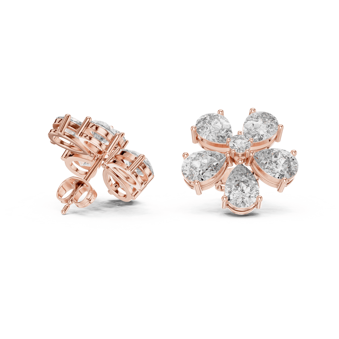 Pear Cut Diamond Blossom Stud Earrings - E1134 in Earrings by 18 KARATS INC.