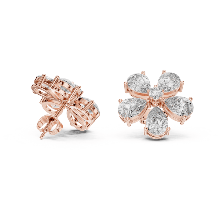 Pear Cut Diamond Blossom Stud Earrings - E1134 in Earrings by 18 KARATS INC.