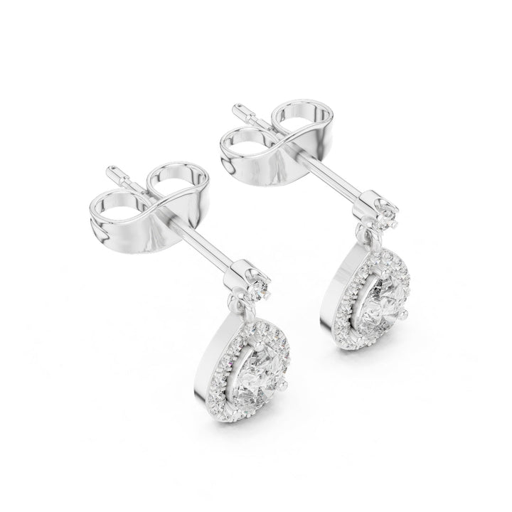 Pear Halo Drop Diamond Earrings - E1120 in Earrings by 18 KARATS INC.