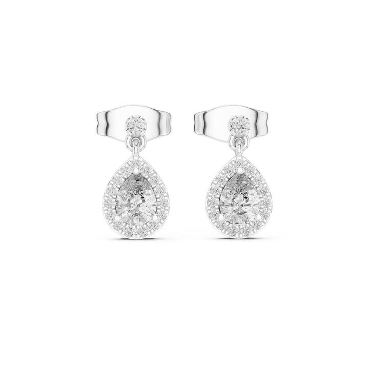 Pear Halo Drop Diamond Earrings - E1120 in Earrings by 18 KARATS INC.
