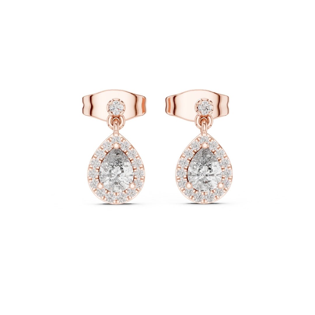 Pear Halo Drop Diamond Earrings - E1120 in Earrings by 18 KARATS INC.