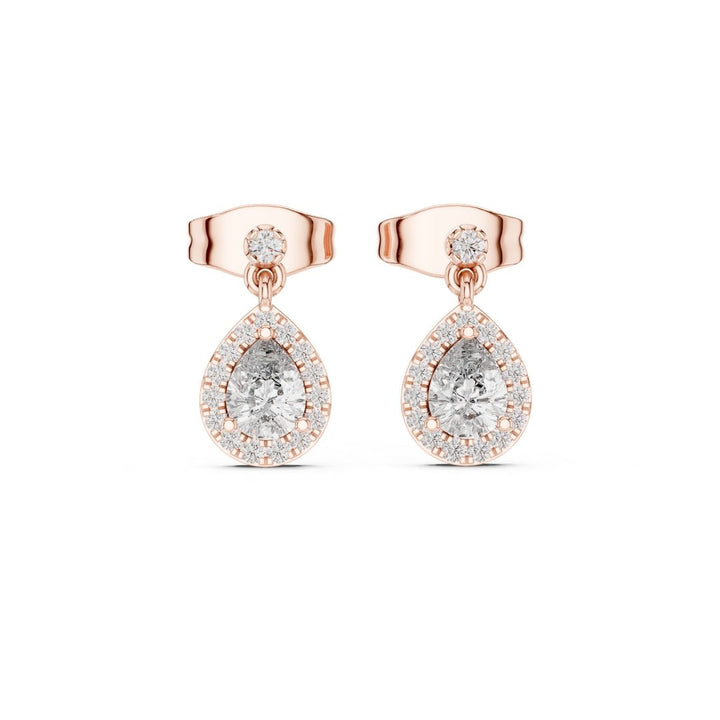 Pear Halo Drop Diamond Earrings - E1120 in Earrings by 18 KARATS INC.