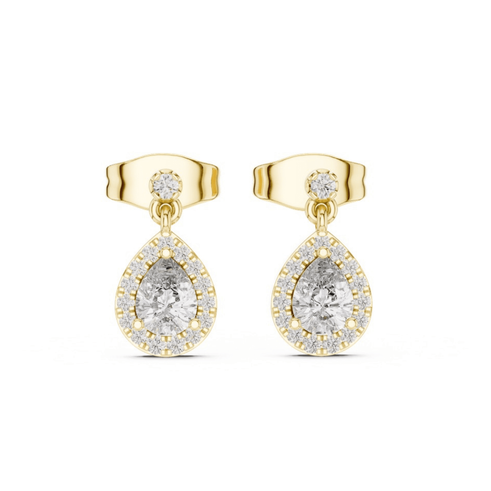 Pear Halo Drop Diamond Earrings - E1120 in Earrings by 18 KARATS INC.