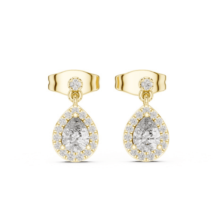 Pear Halo Drop Diamond Earrings - E1120 in Earrings by 18 KARATS INC.