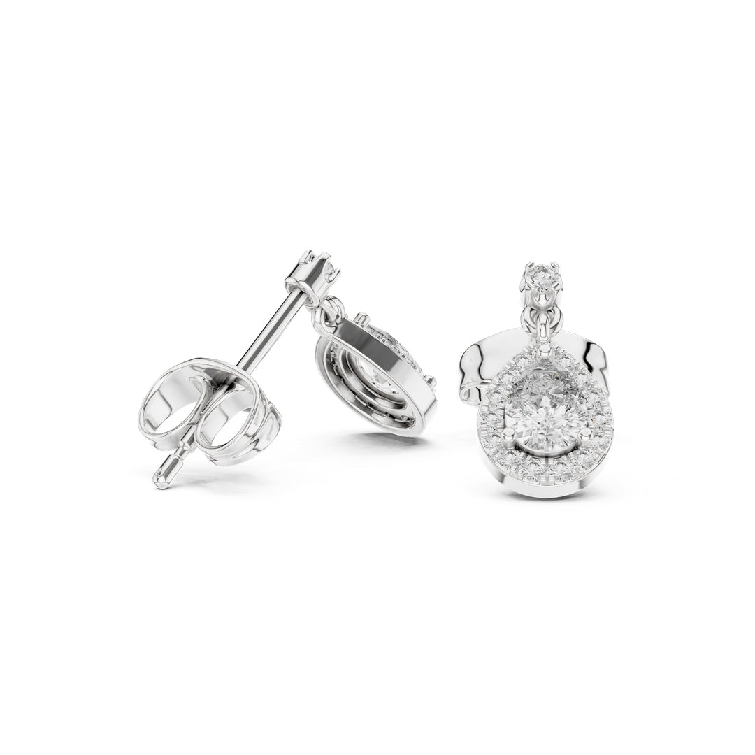 Pear Halo Drop Diamond Earrings - E1120 in Earrings by 18 KARATS INC.