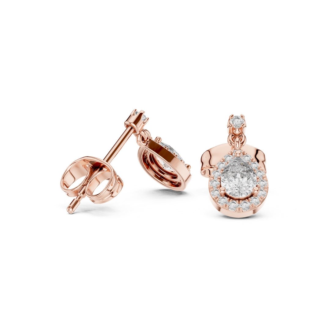 Pear Halo Drop Diamond Earrings - E1120 in Earrings by 18 KARATS INC.