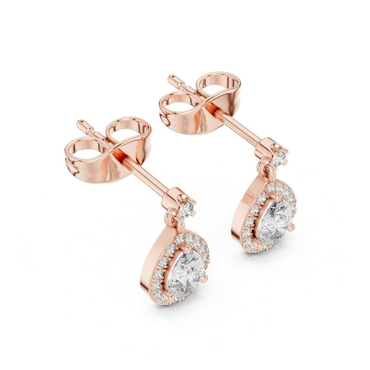 Pear Halo Drop Diamond Earrings - E1120 in Earrings by 18 KARATS INC.
