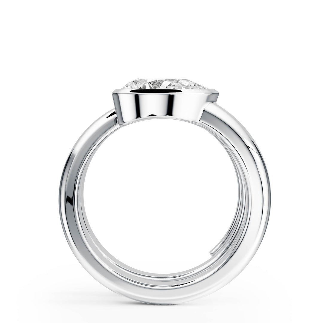 Pear Lab Diamond Bezel Spiral Ring - R1266 in Ready Rings by 18 KARATS INC.