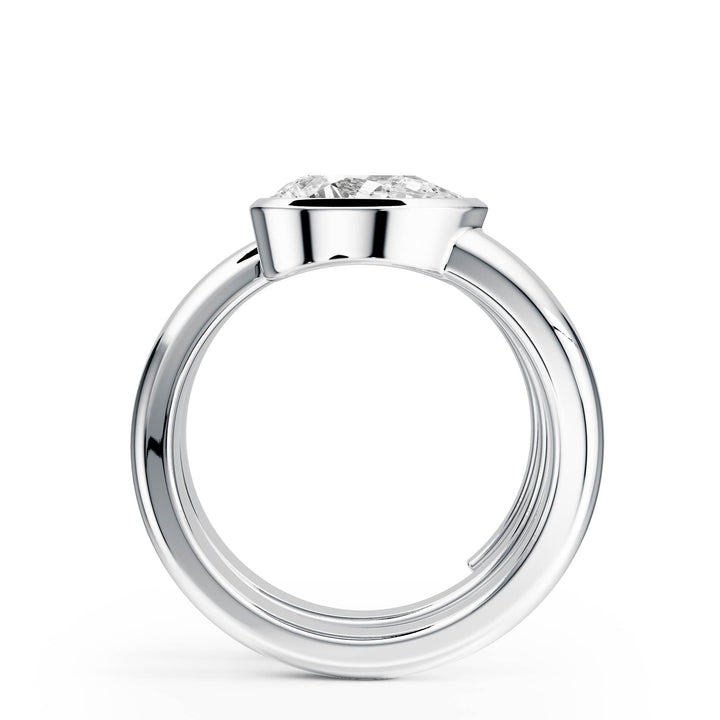 Pear Lab Diamond Bezel Spiral Ring - R1266 in Ready Rings by 18 KARATS INC.