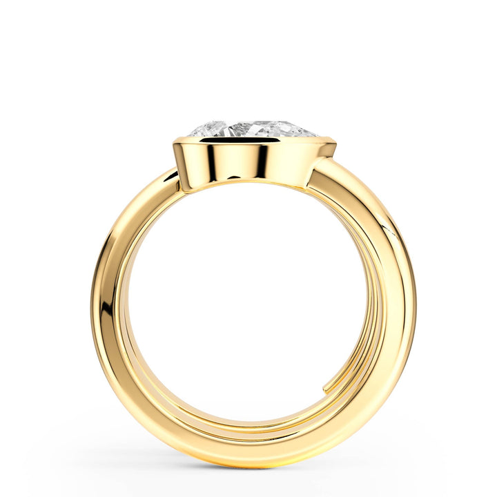 Pear Lab Diamond Bezel Spiral Ring - R1266 in Ready Rings by 18 KARATS INC.