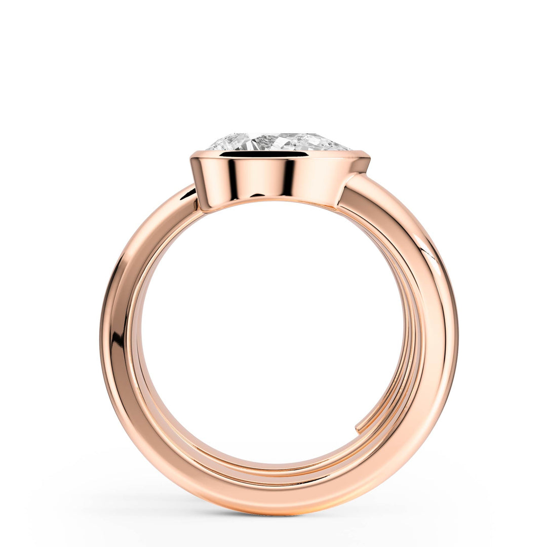 Pear Lab Diamond Bezel Spiral Ring - R1266 in Ready Rings by 18 KARATS INC.