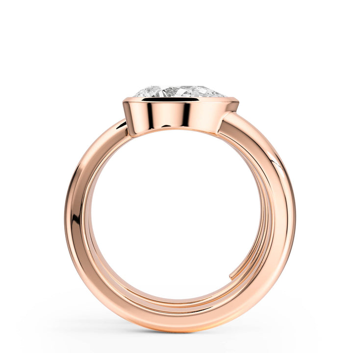 Pear Lab Diamond Bezel Spiral Ring - R1266 in Ready Rings by 18 KARATS INC.