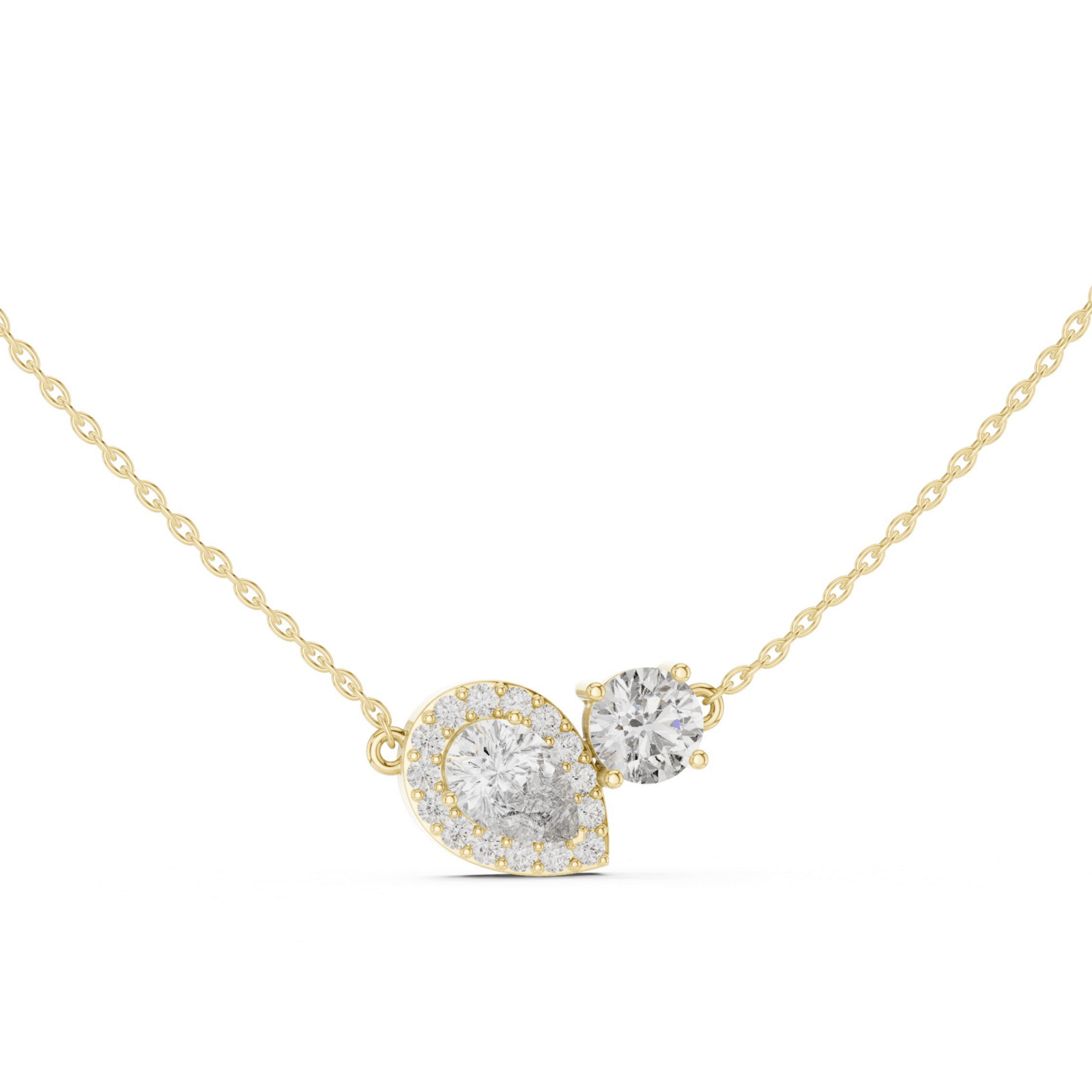 Pear & Round Toi et Moi 2.30 ctw Diamond Necklace - P1123 in Necklace by 18 KARATS INC.