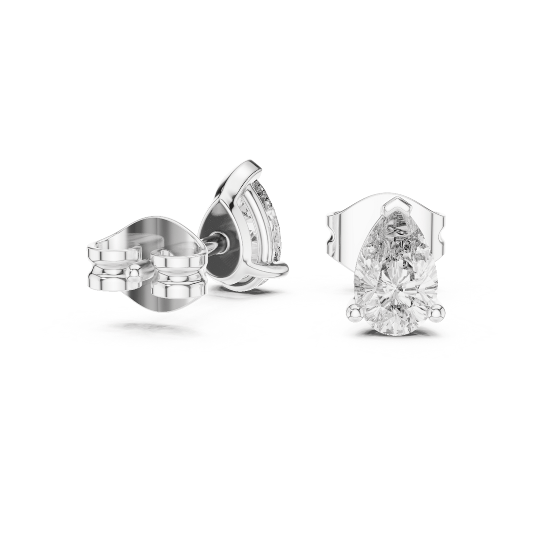 Pear Shape 1.00 ctw Diamond Crown Stud Earrings - E1153 in Earrings by 18 KARATS INC.