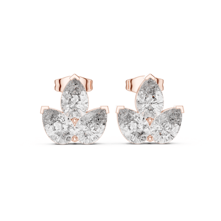 Pear Shape 3.90 ctw Diamond Petal Stud Earrings - E1147 in Earrings by 18 KARATS INC.