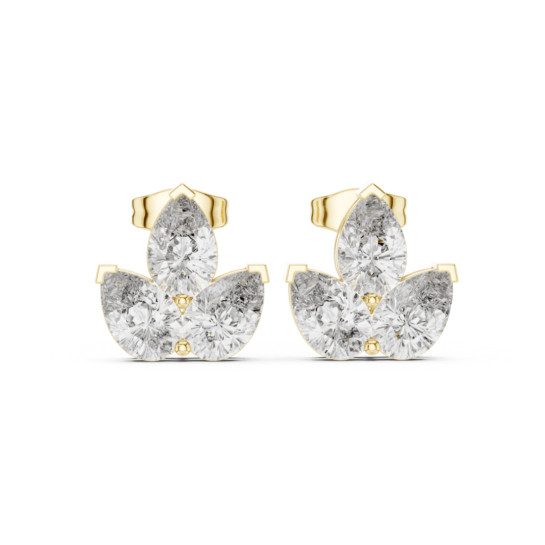 Pear Shape 3.90 ctw Diamond Petal Stud Earrings - E1147 in Earrings by 18 KARATS INC.