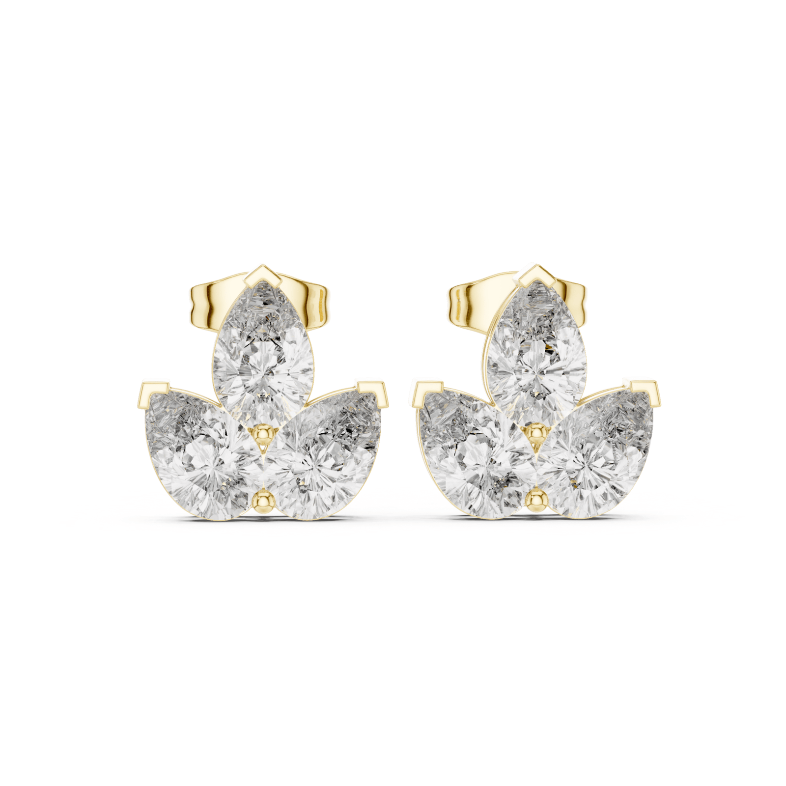 Pear Shape 3.90 ctw Diamond Petal Stud Earrings - E1147 in Earrings by 18 KARATS INC.