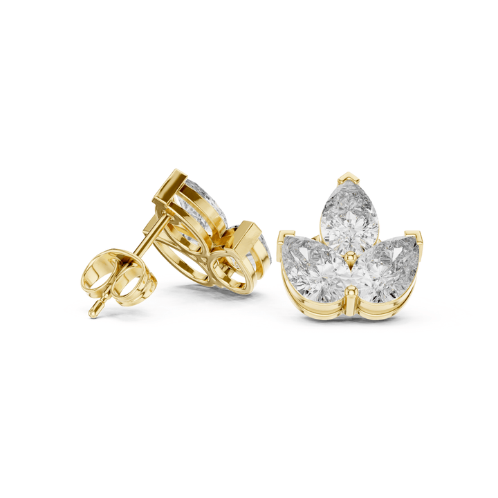 Pear Shape 3.90 ctw Diamond Petal Stud Earrings - E1147 in Earrings by 18 KARATS INC.