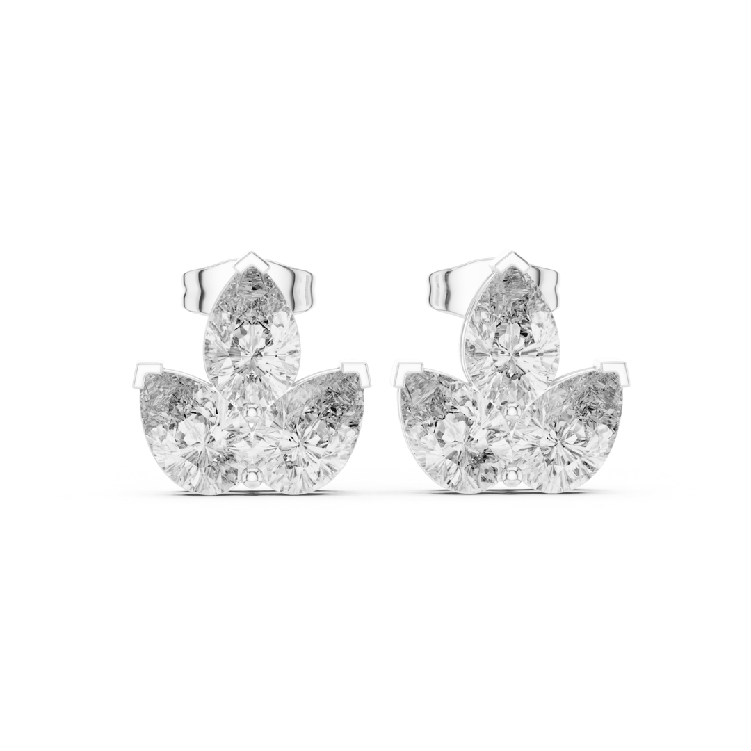 Pear Shape 3.90 ctw Diamond Petal Stud Earrings - E1147 in Earrings by 18 KARATS INC.