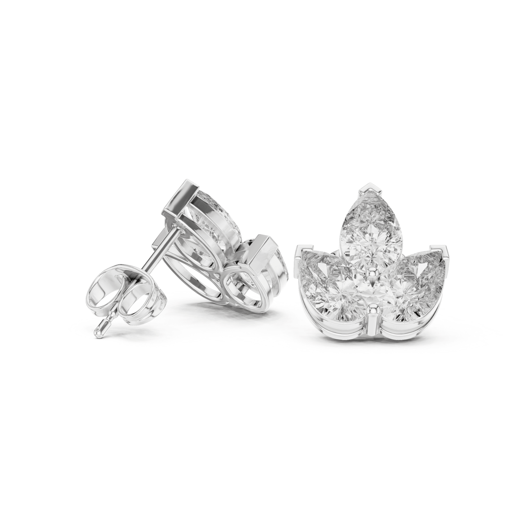 Pear Shape 3.90 ctw Diamond Petal Stud Earrings - E1147 in Earrings by 18 KARATS INC.