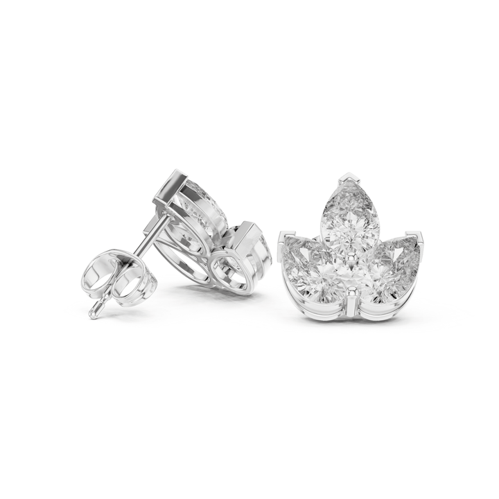 Pear Shape 3.90 ctw Diamond Petal Stud Earrings - E1147 in Earrings by 18 KARATS INC.