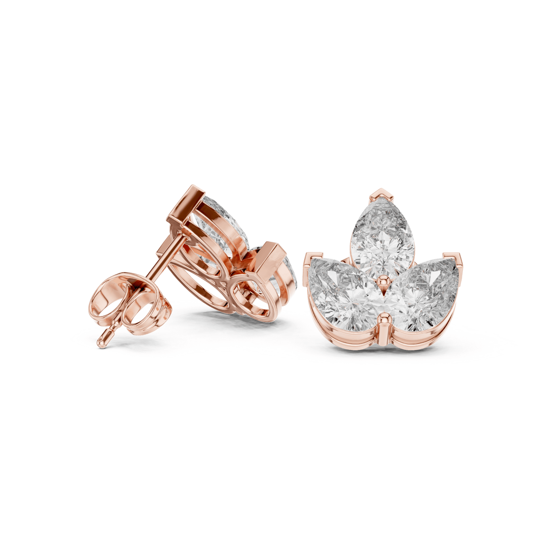 Pear Shape 3.90 ctw Diamond Petal Stud Earrings - E1147 in Earrings by 18 KARATS INC.