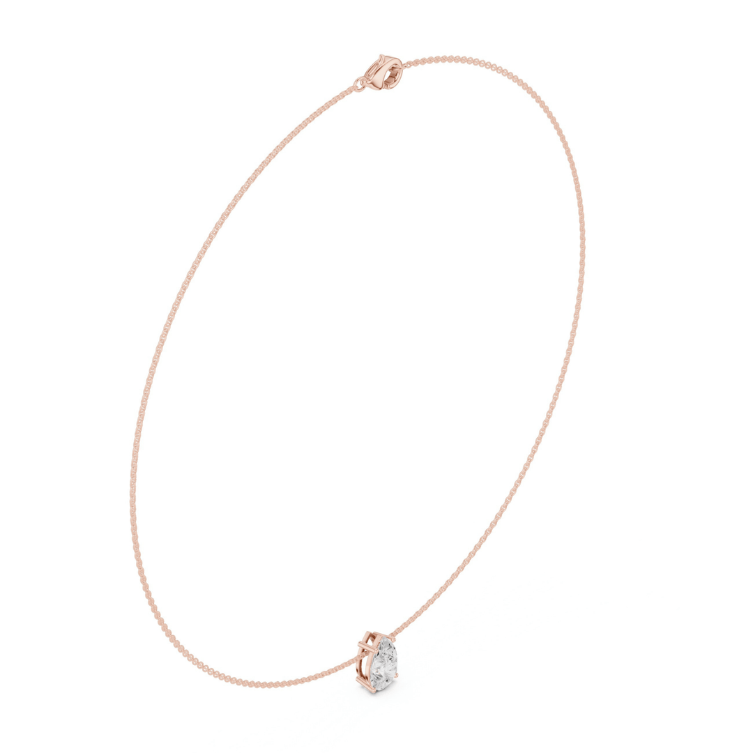 Pear Solitaire 3.0 ctw Diamond Necklace - P1120 in Necklace by 18 KARATS INC.