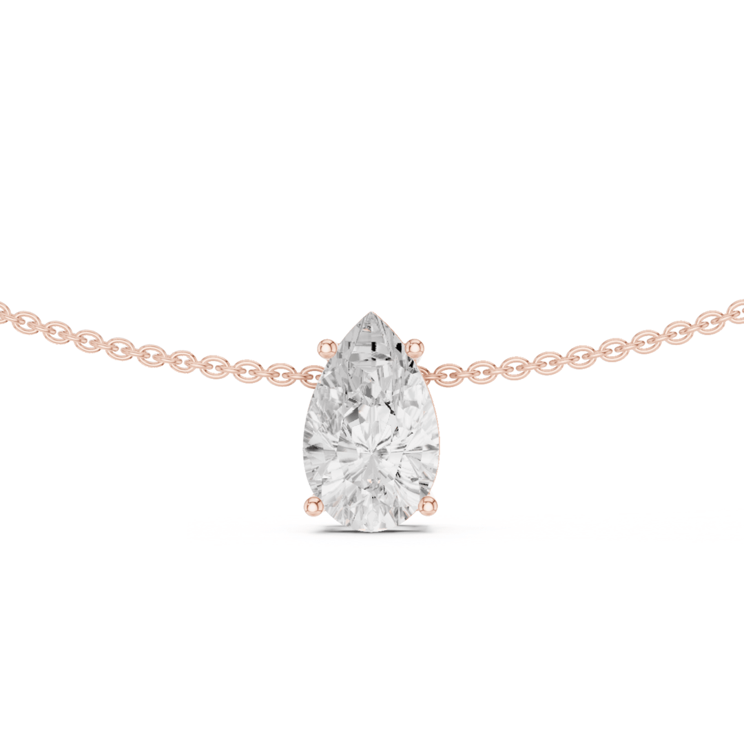 Pear Solitaire 3.0 ctw Diamond Necklace - P1120 in Necklace by 18 KARATS INC.