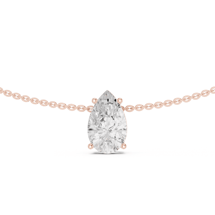 Pear Solitaire 3.0 ctw Diamond Necklace - P1120 in Necklace by 18 KARATS INC.