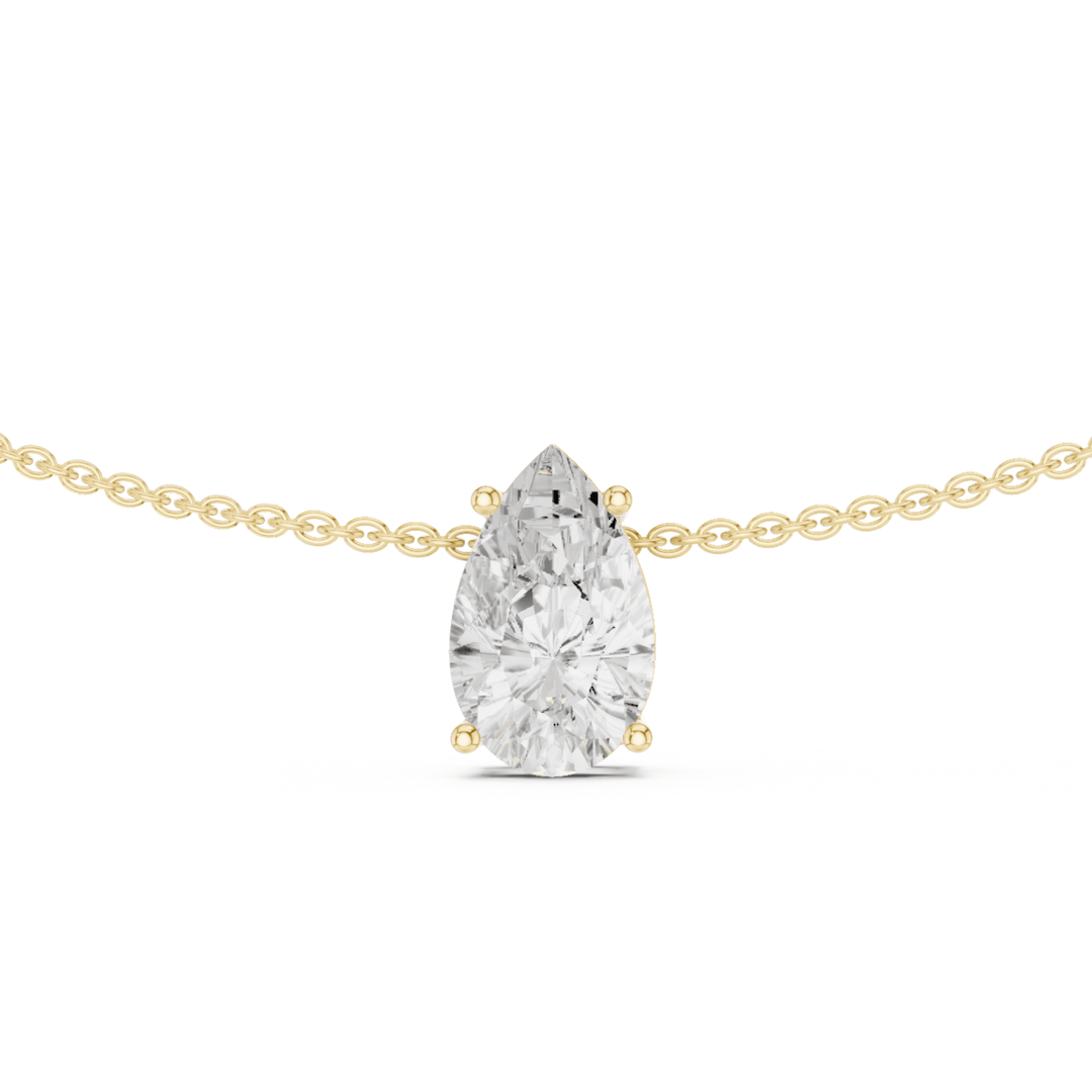 Pear Solitaire 3.0 ctw Diamond Necklace - P1120 in Necklace by 18 KARATS INC.