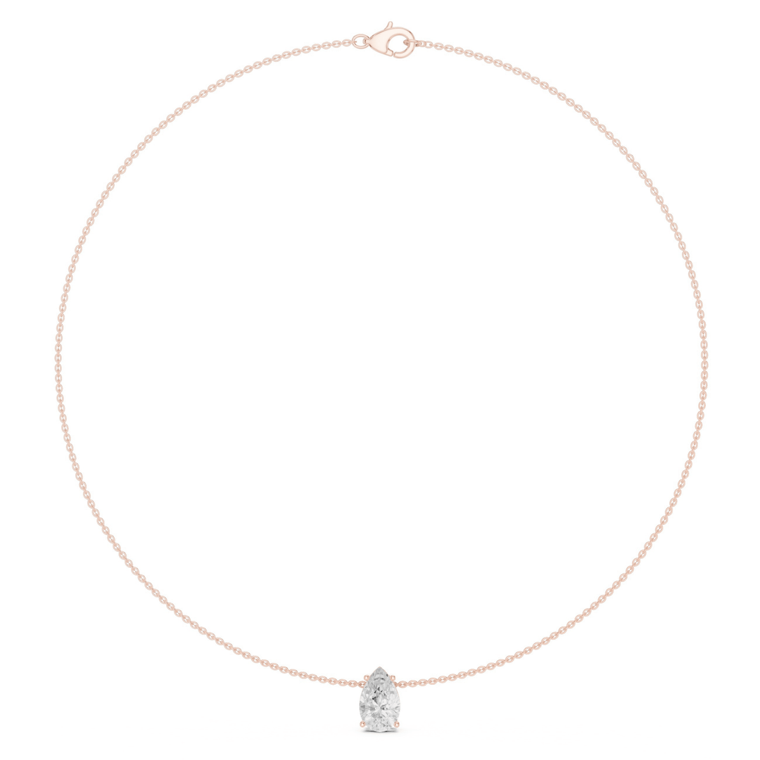 Pear Solitaire 3.0 ctw Diamond Necklace - P1120 in Necklace by 18 KARATS INC.