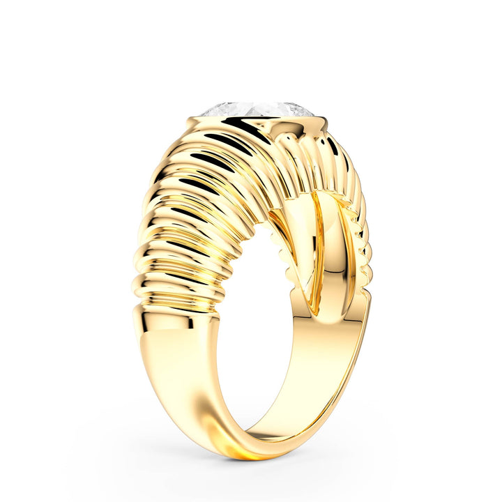 Pleated Cushion Lab Diamond Signet Ring - R1265 in Ready Rings by 18 KARATS INC.