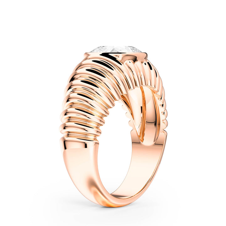 Pleated Cushion Lab Diamond Signet Ring - R1265 in Ready Rings by 18 KARATS INC.