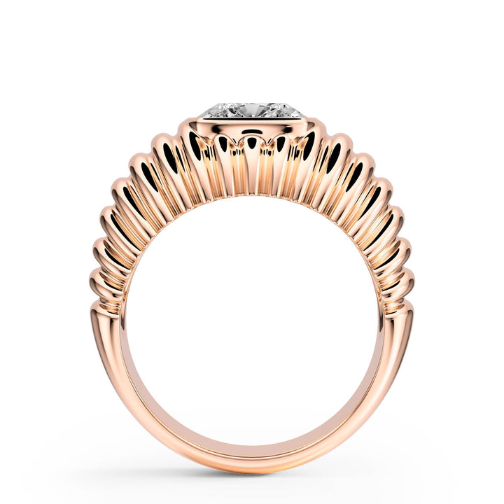 Pleated Cushion Lab Diamond Signet Ring - R1265 in Ready Rings by 18 KARATS INC.