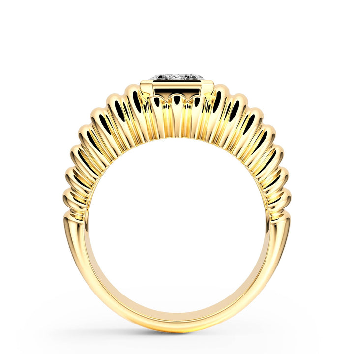 Pleated Emerald Lab Diamond Signet Ring - R1265 in Ready Rings by 18 KARATS INC.