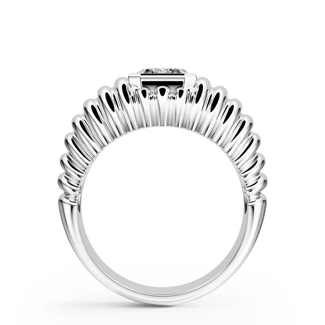 Pleated Emerald Lab Diamond Signet Ring - R1265 in Ready Rings by 18 KARATS INC.