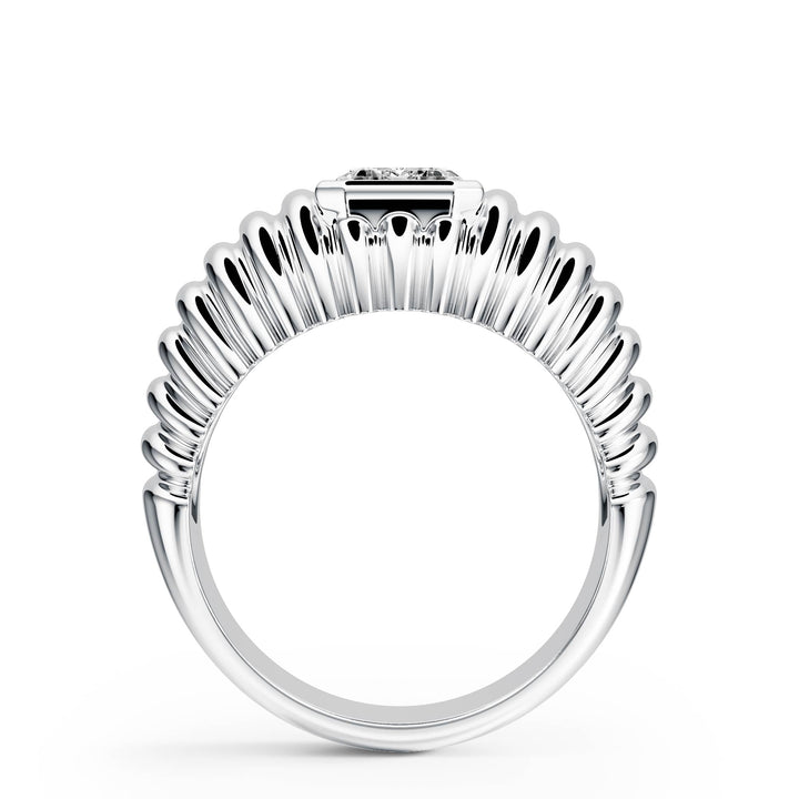 Pleated Emerald Lab Diamond Signet Ring - R1265 in Ready Rings by 18 KARATS INC.