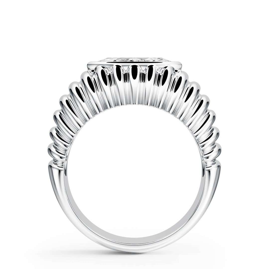 Pleated Marquise Lab Diamond Signet Ring - R1265 in Ready Rings by 18 KARATS INC.