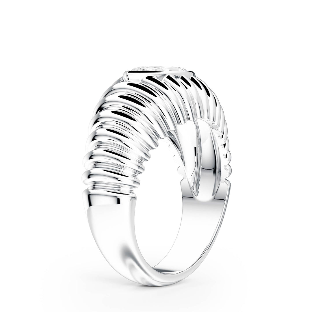 Pleated Marquise Lab Diamond Signet Ring - R1265 in Ready Rings by 18 KARATS INC.