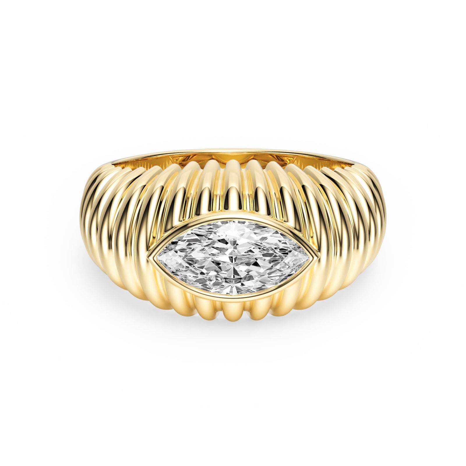 Pleated Marquise Lab Diamond Signet Ring - R1265 in Ready Rings by 18 KARATS INC.