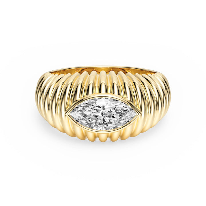 Pleated Marquise Lab Diamond Signet Ring - R1265 in Ready Rings by 18 KARATS INC.