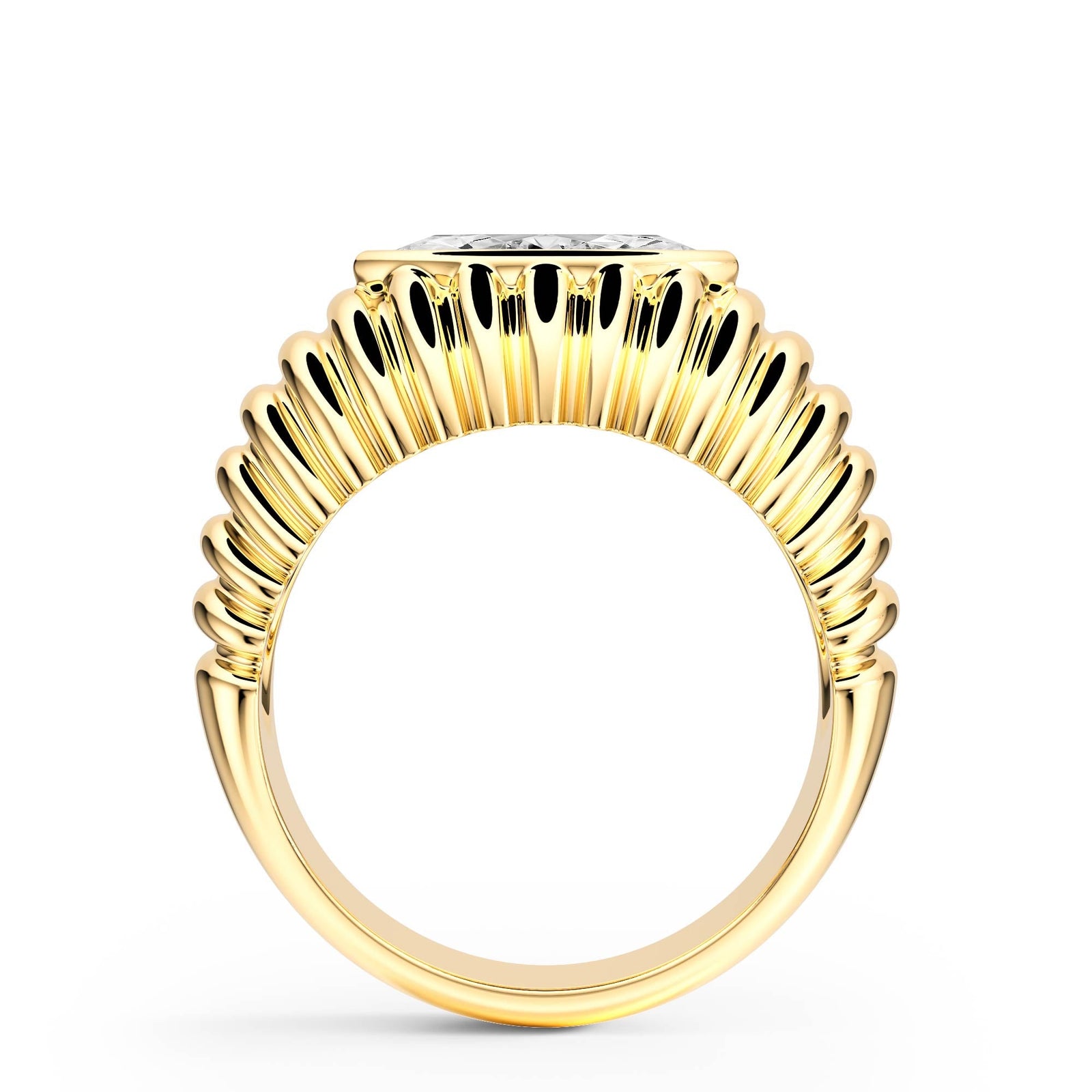 Pleated Marquise Lab Diamond Signet Ring - R1265 in Ready Rings by 18 KARATS INC.