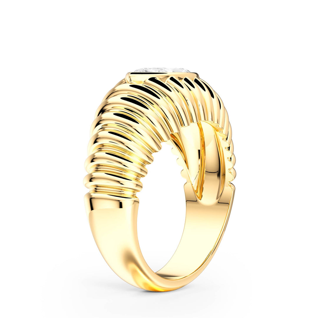 Pleated Marquise Lab Diamond Signet Ring - R1265 in Ready Rings by 18 KARATS INC.