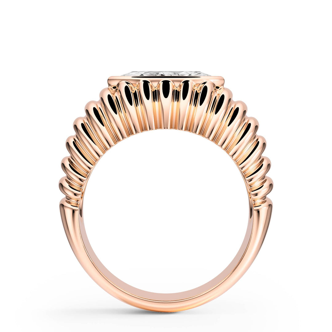 Pleated Marquise Lab Diamond Signet Ring - R1265 in Ready Rings by 18 KARATS INC.