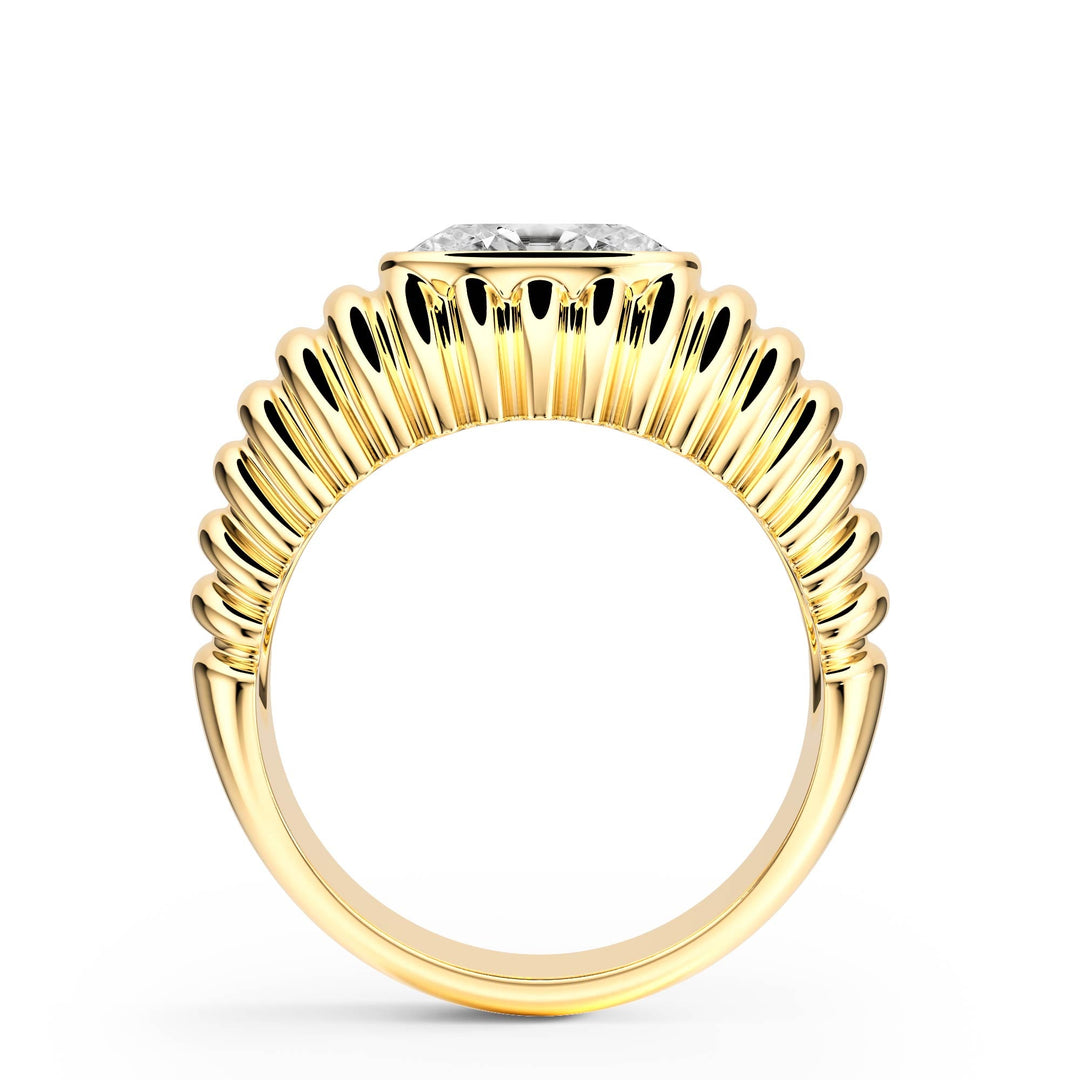 Pleated Oval Lab Diamond Signet Ring - R1265 in Ready Rings by 18 KARATS INC.