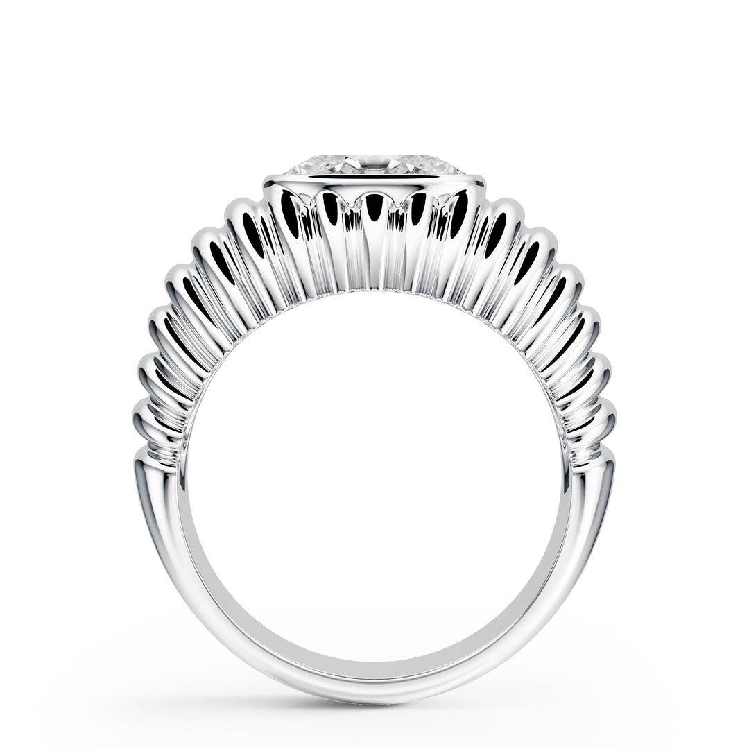 Pleated Oval Lab Diamond Signet Ring - R1265 in Ready Rings by 18 KARATS INC.