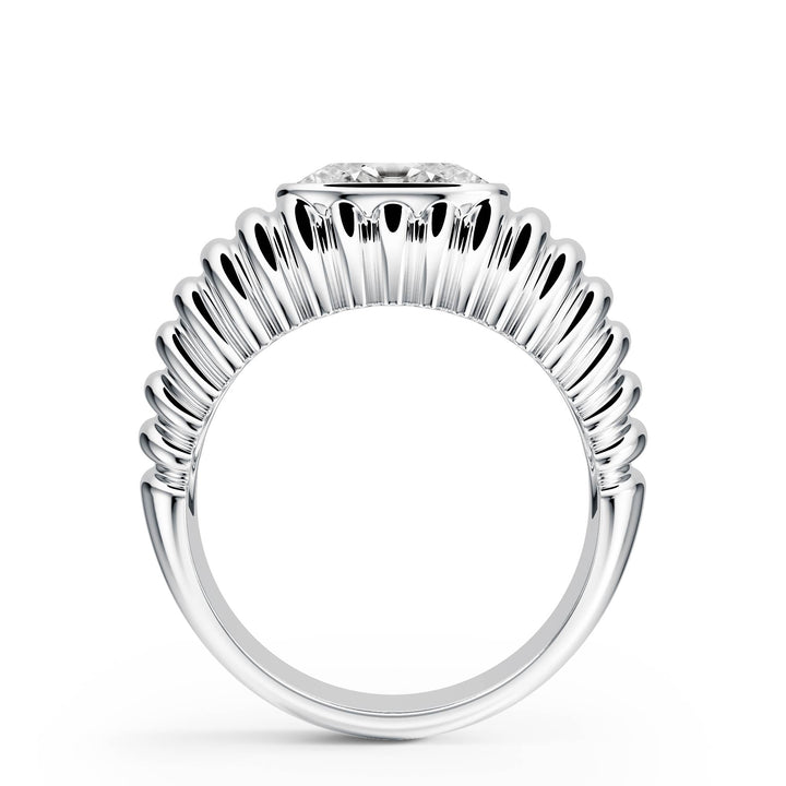 Pleated Oval Lab Diamond Signet Ring - R1265 in Ready Rings by 18 KARATS INC.