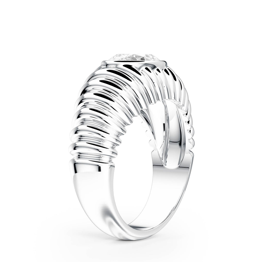 Pleated Oval Lab Diamond Signet Ring - R1265 in Ready Rings by 18 KARATS INC.