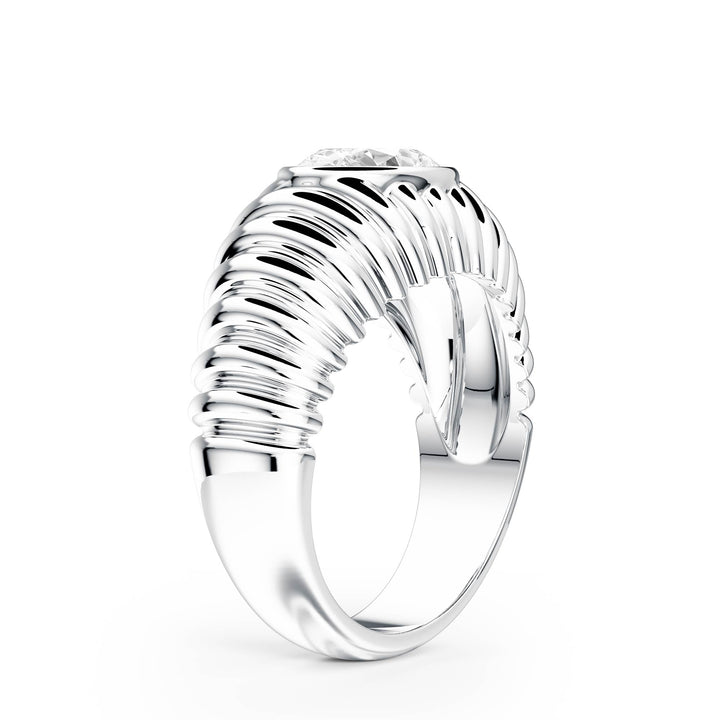 Pleated Oval Lab Diamond Signet Ring - R1265 in Ready Rings by 18 KARATS INC.