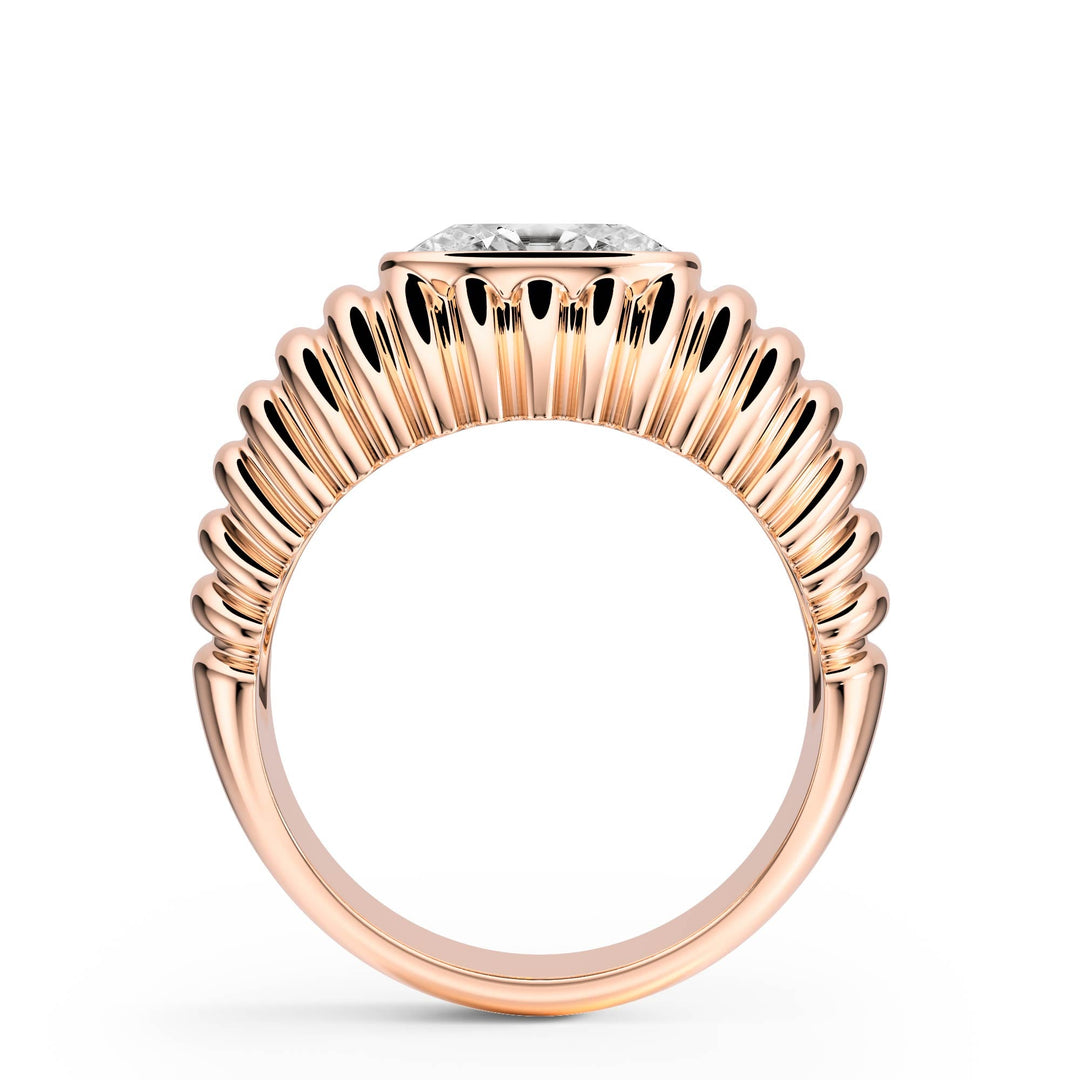 Pleated Oval Lab Diamond Signet Ring - R1265 in Ready Rings by 18 KARATS INC.